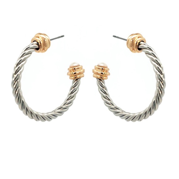 Edge Ball Accent Twisted Metal Hoops - Picture 1 of 2